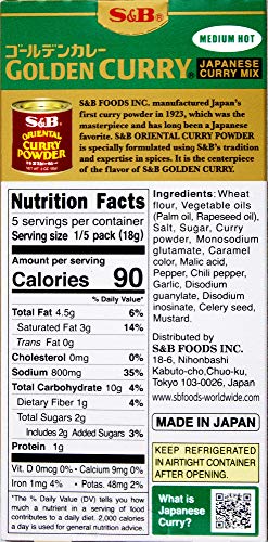 S&B Golden Medium Hot Curry Sauce Mix 92g