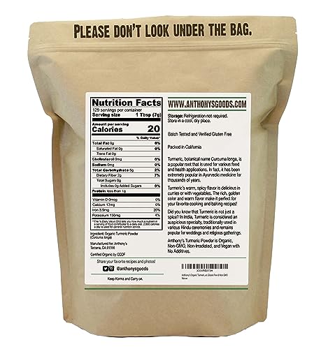 Anthony's Organic Turmeric Root Powder, 2Lbs