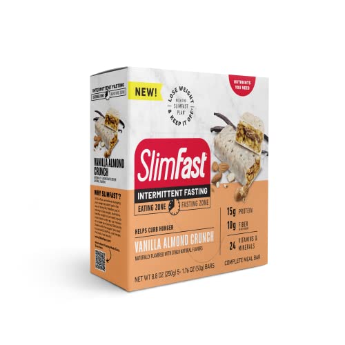 SlimFast Intermittent Fasting Meal Protein Bars, Vanilla Almond