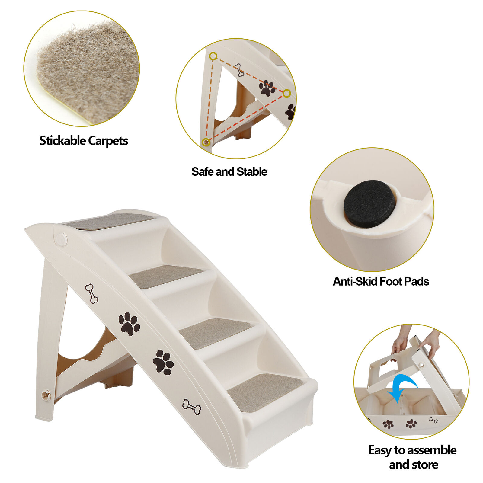 Foldable Dog Stairs with Non-Slip Steps