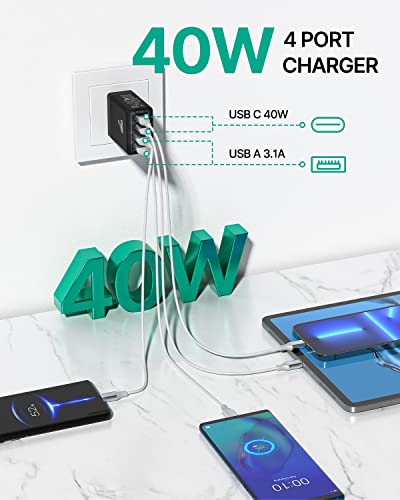 40W Dual-Port USB C Fast Charger Block