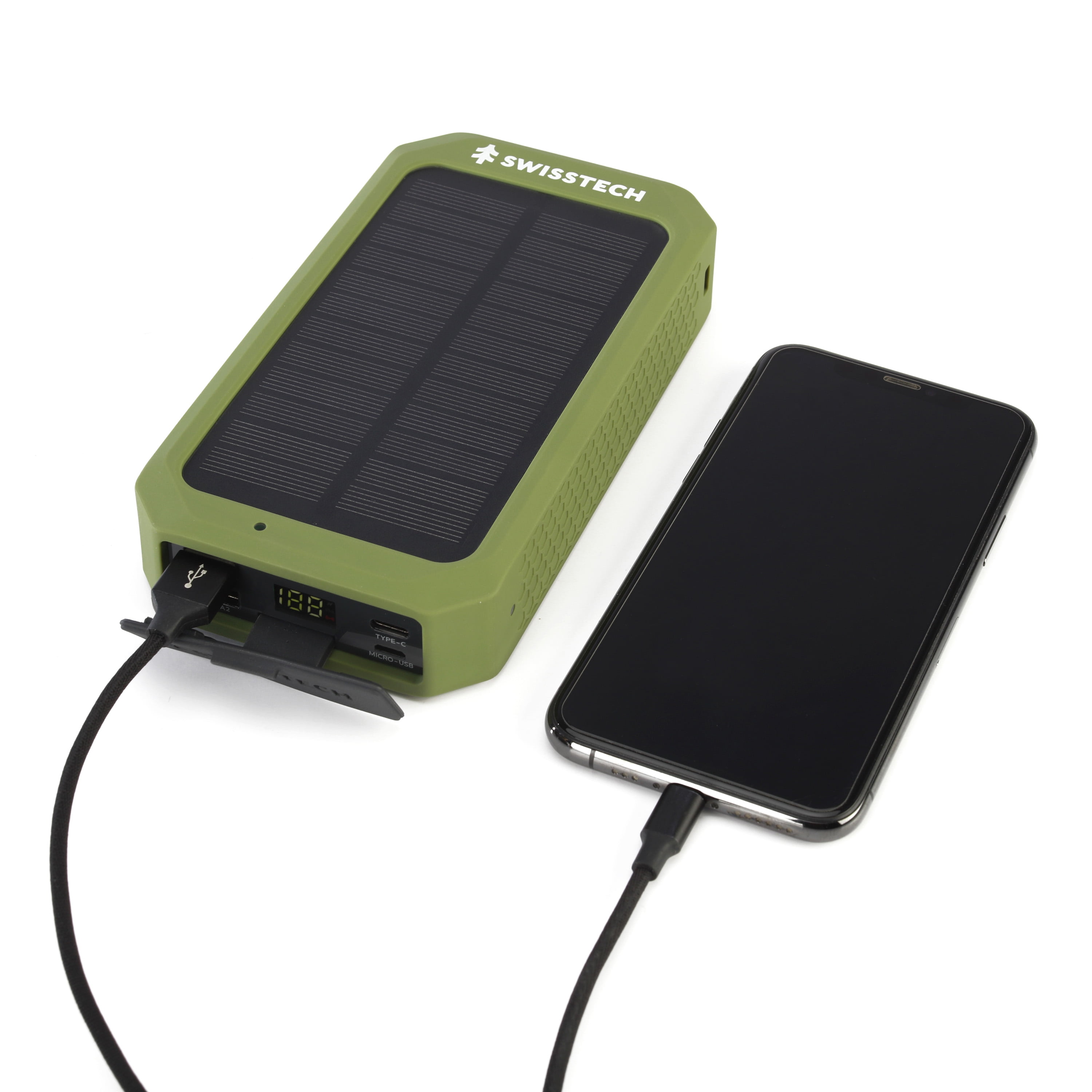 Swiss Tech 20K mAh Solar Power Bank & Charger
