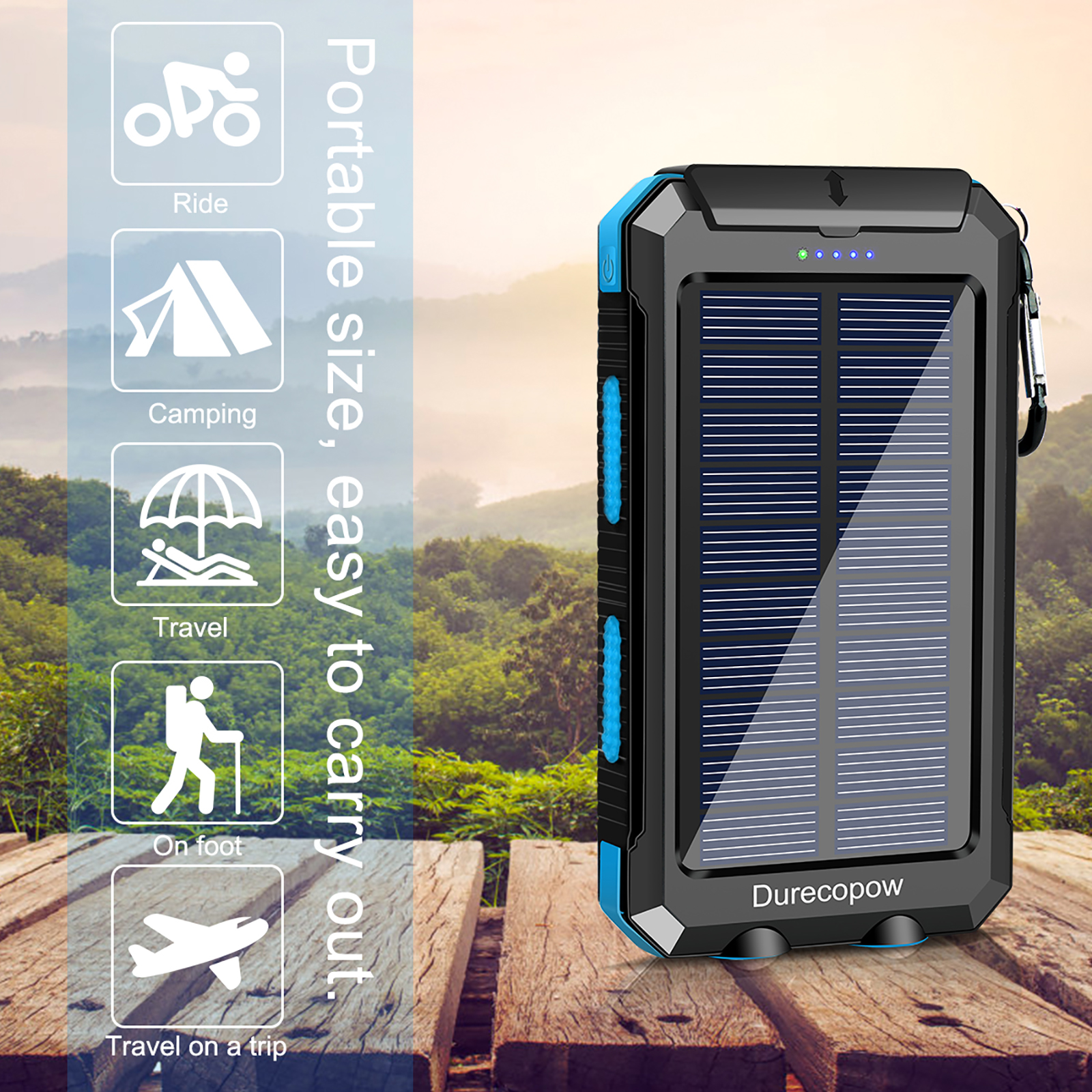 Durecopow 20000mAh Solar Phone Charger with Dual USB