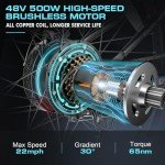 VIVI 500W Folding Electric Bike - 22MPH Speed