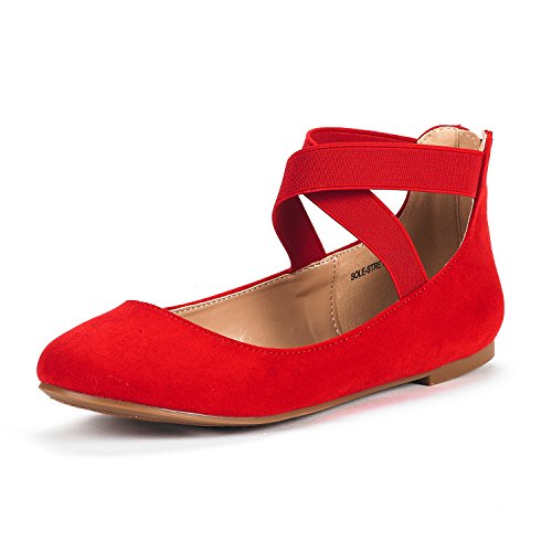 Red Vintage-Style Stretchy Ballerina Flats Size 8