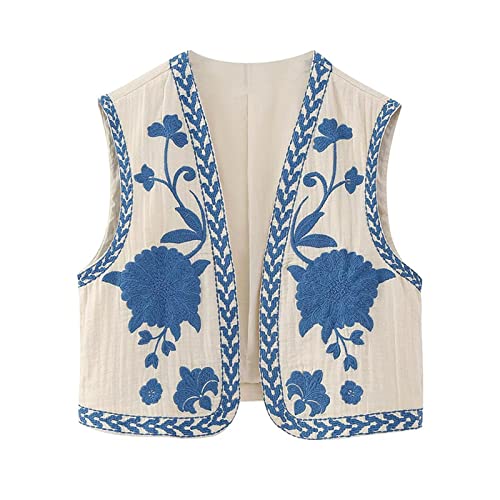 Y2K Women’s Vintage Floral Embroidered Cropped Vest