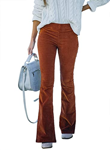 Brown Corduroy Bell Bottom Flare Pants for Women