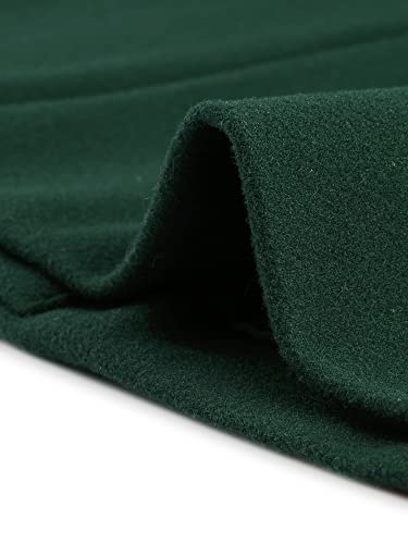 Deep Green Velvet Contrast Collar Pea Coat