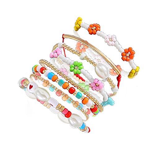 Colorful Boho Flower Beaded Bracelets Set