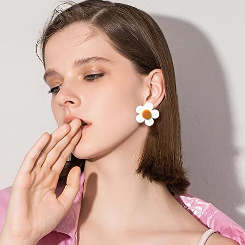 Colorful Floral Daisy Stud Earrings for Women