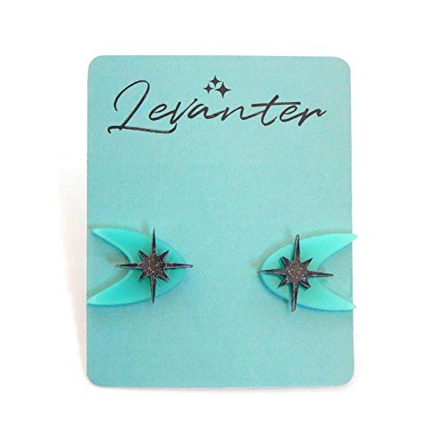 Aqua Boomerang Acrylic Stud Earrings - 50s Retro