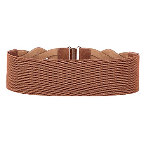 Brown Wide Retro Elastic Waist Cinch Belt