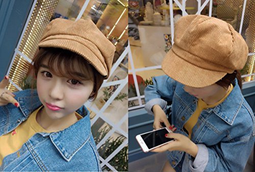 Women's Vintage Washed Denim Newsboy Cap - Tan