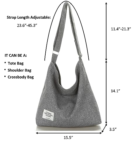 Covelin Women's Retro Black Canvas Hobo Bag