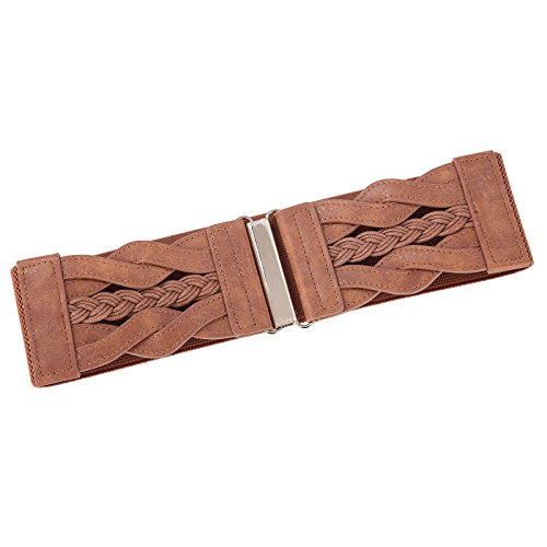 Brown Wide Retro Elastic Waist Cinch Belt
