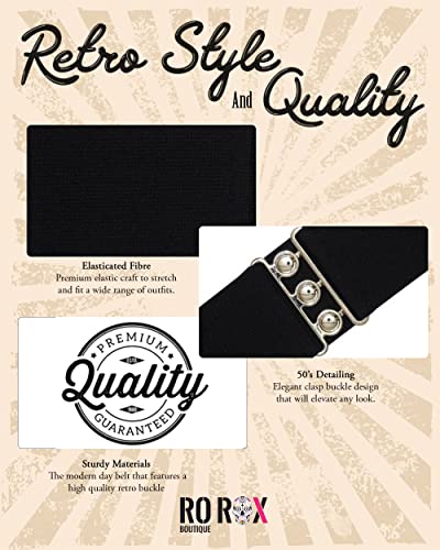 1950s Retro Elasticated Nurse Belt in Black