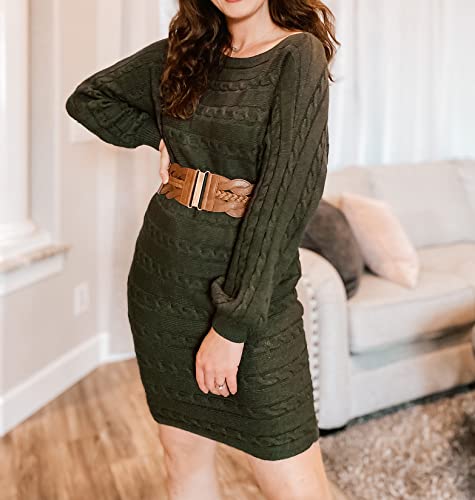 Brown Wide Retro Elastic Waist Cinch Belt