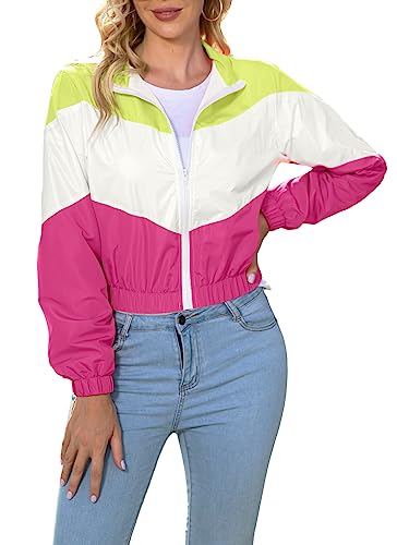 Color Block Lightweight Windbreaker Jacket for Women