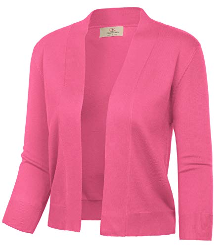 Pink Cropped 3/4 Sleeve Cardigan for Women