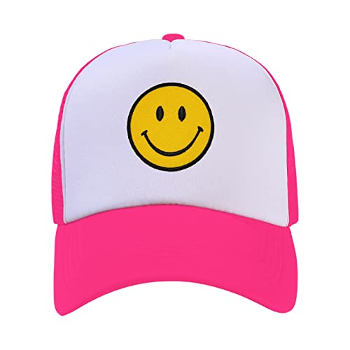 Y2K Smiley Face Trucker Hat with Neon Patch