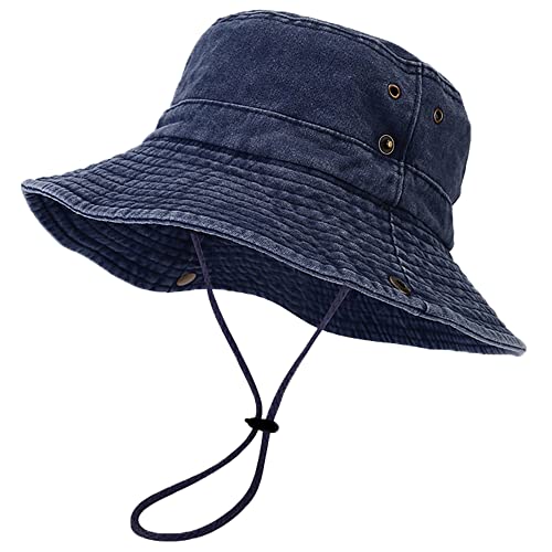 Retro Dark Blue Unisex Packable Fishing Bucket Hat