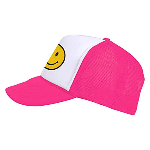 Y2K Smiley Face Trucker Hat with Neon Patch