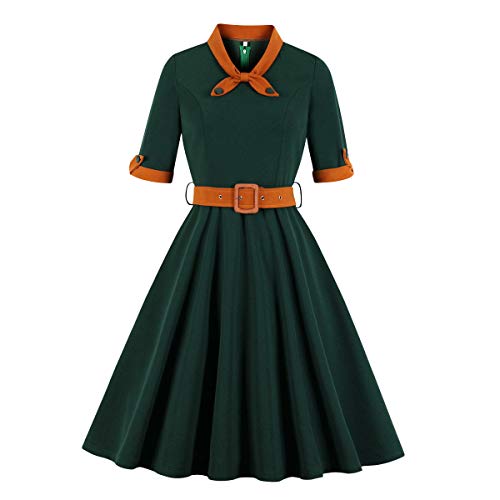 1950s Retro Rockabilly Midi Dress in Green