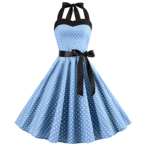 1950s Rockabilly Swing Dress in Light Blue