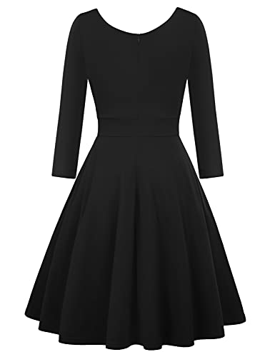 50s-60s Vintage Sleeveless V-Neck Cocktail Dress - Black