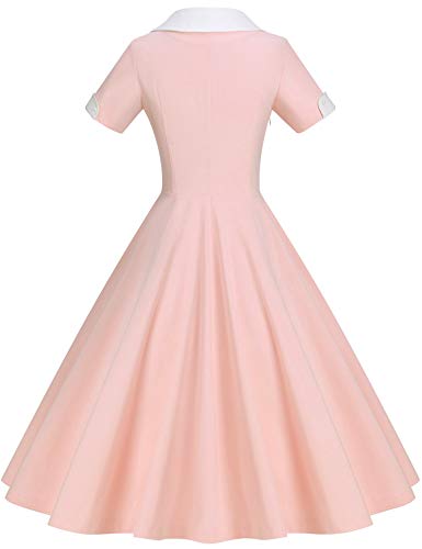 1950s Pink Vintage Swing Dress with Cape Collar