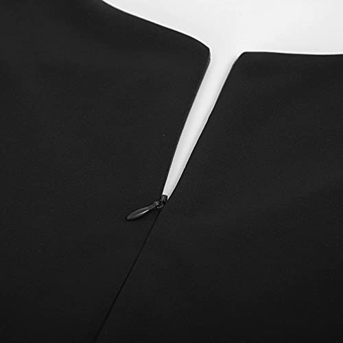 50s-60s Vintage Sleeveless V-Neck Cocktail Dress - Black