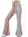 Vintage Print Stretch Bell Bottom Palazzo Trousers