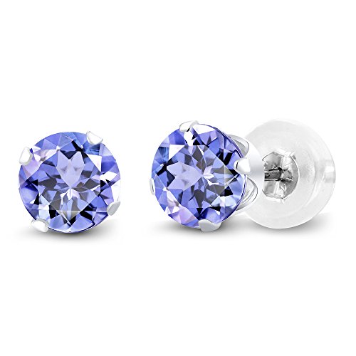 Tanzanite 14K White Gold Stud Earrings 1.00 Ct