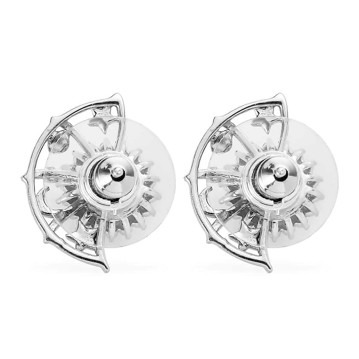 Rainbow Moonstone Moissanite Star Earrings in Silver