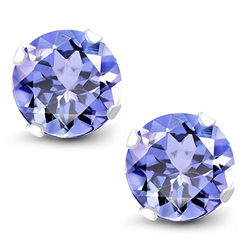 Tanzanite 14K White Gold Stud Earrings 1.00 Ct