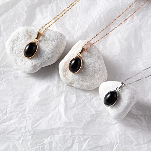 Vintage 16" Silver Black Onyx Pendant Necklace