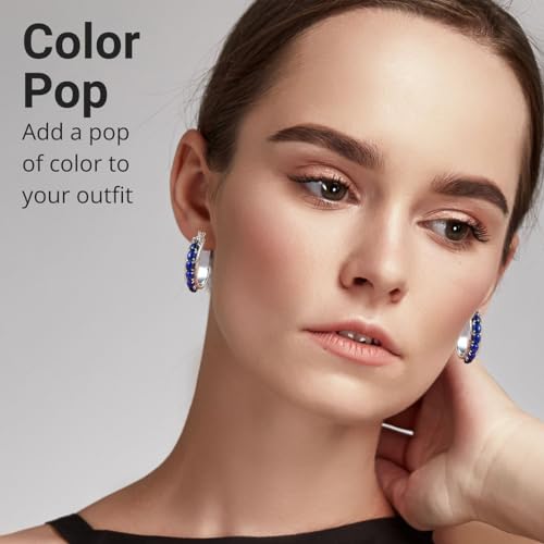 Lapis Lazuli Hoop Earrings - Blue Gemstone Jewelry