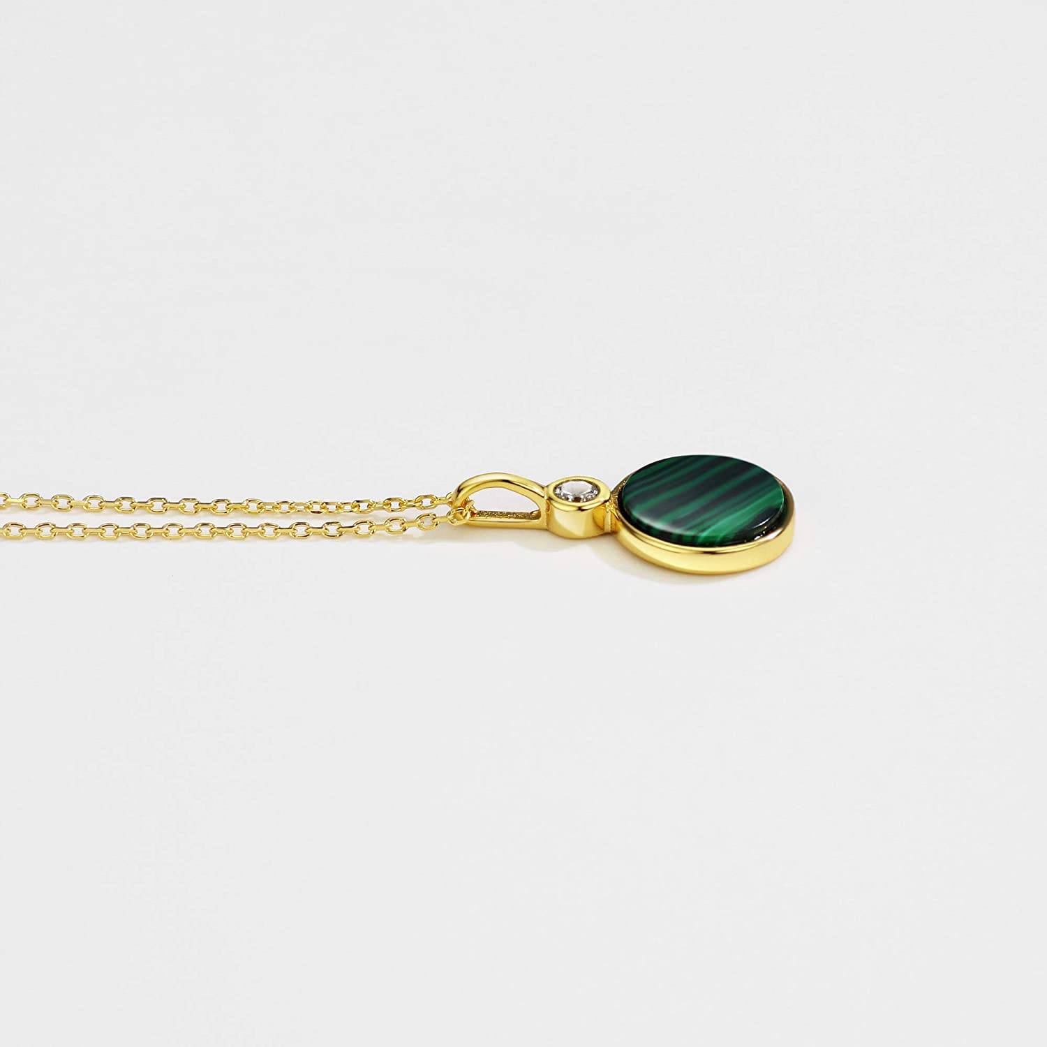 Gold Plated Malachite Pendant Necklace for Women