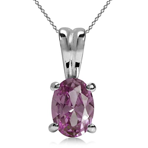 Simulated Alexandrite Silver Pendant with Necklace