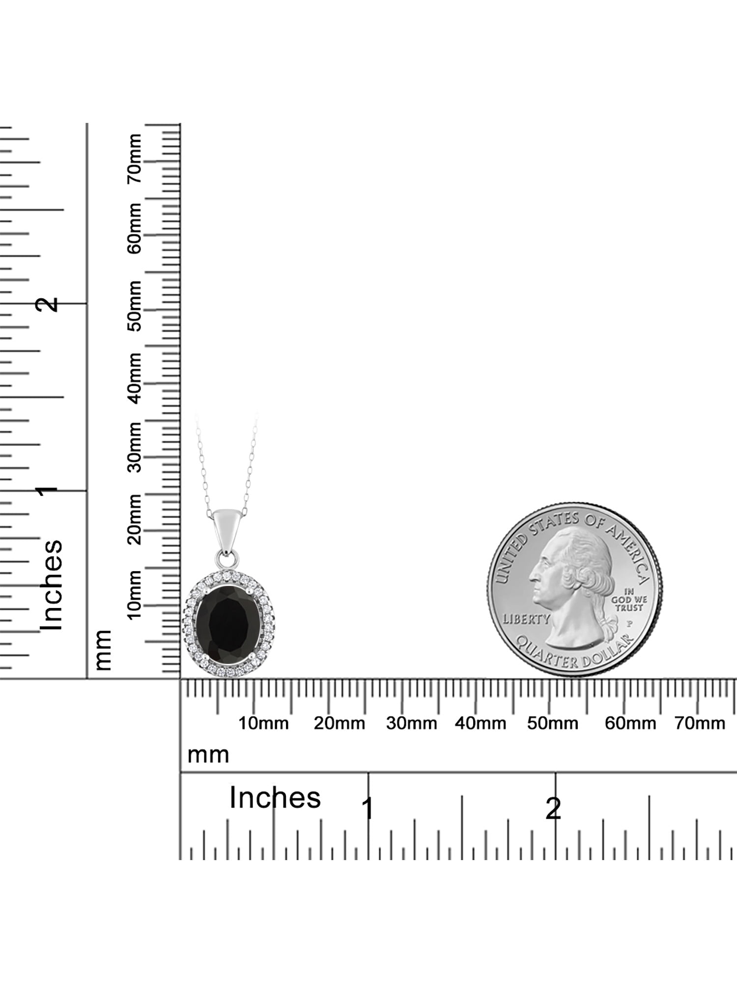 Black Onyx Pendant Necklace in Sterling Silver