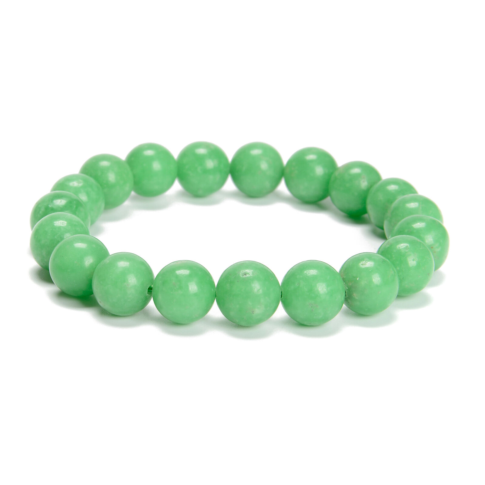 Green Jadeite Smooth Round Bead Bracelet Set
