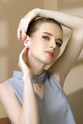 Sterling Silver Dainty Simulated Tanzanite Stud Earrings