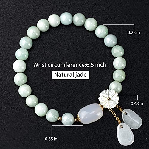 Gradient Green Jade Elastic Bracelet for Women