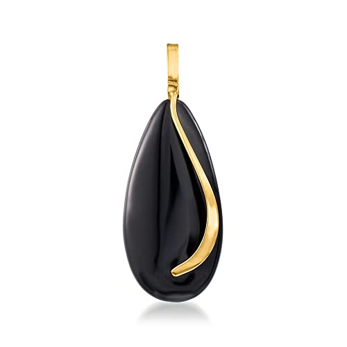 Black Onyx Teardrop Pendant in 14kt Gold