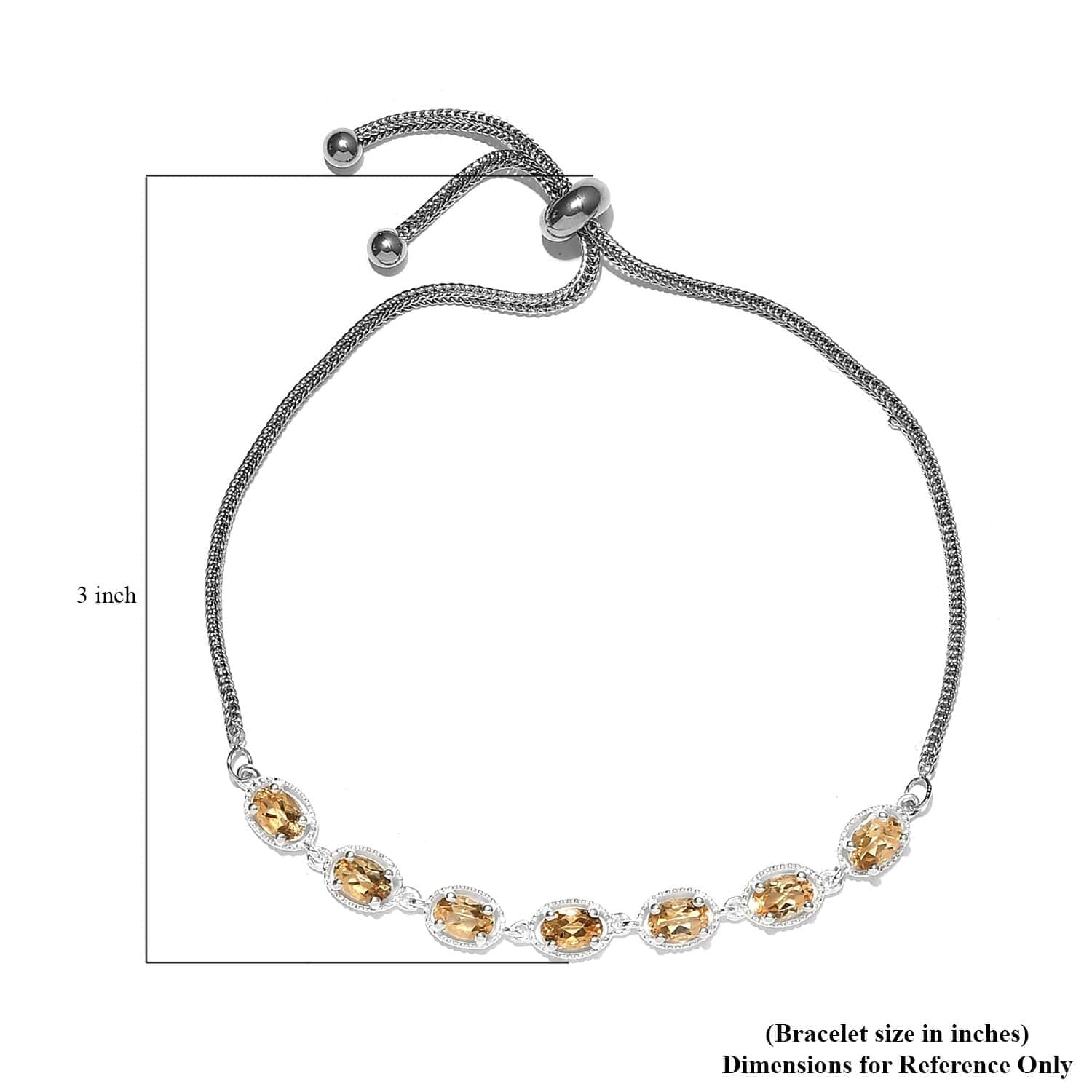 Silver Citrine Bolo Bracelet for Women