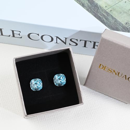 Aquamarine Rectangular Earrings in Sterling Silver