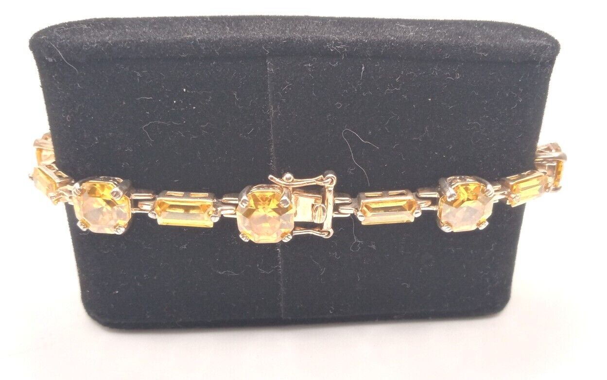 Natural Citrine & Sterling Vermeil Tennis Bracelet