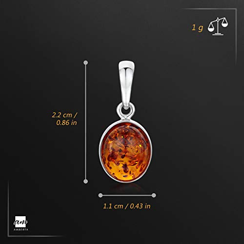 Sterling Silver Classic Baltic Amber Oval Pendant
