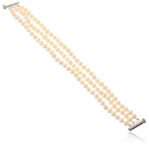 Sterling Silver 3-Strand Freshwater Pearl Bracelet