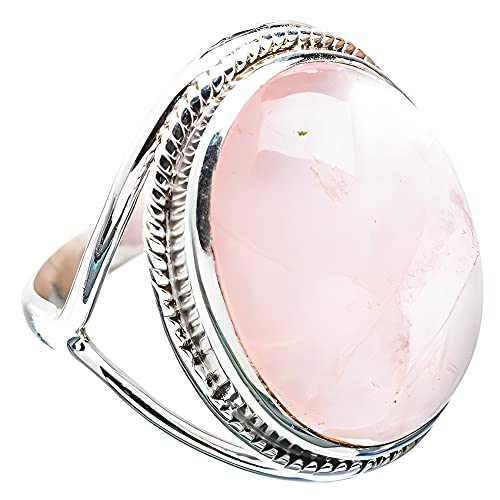 Handmade Rose Quartz Silver Ring for Women